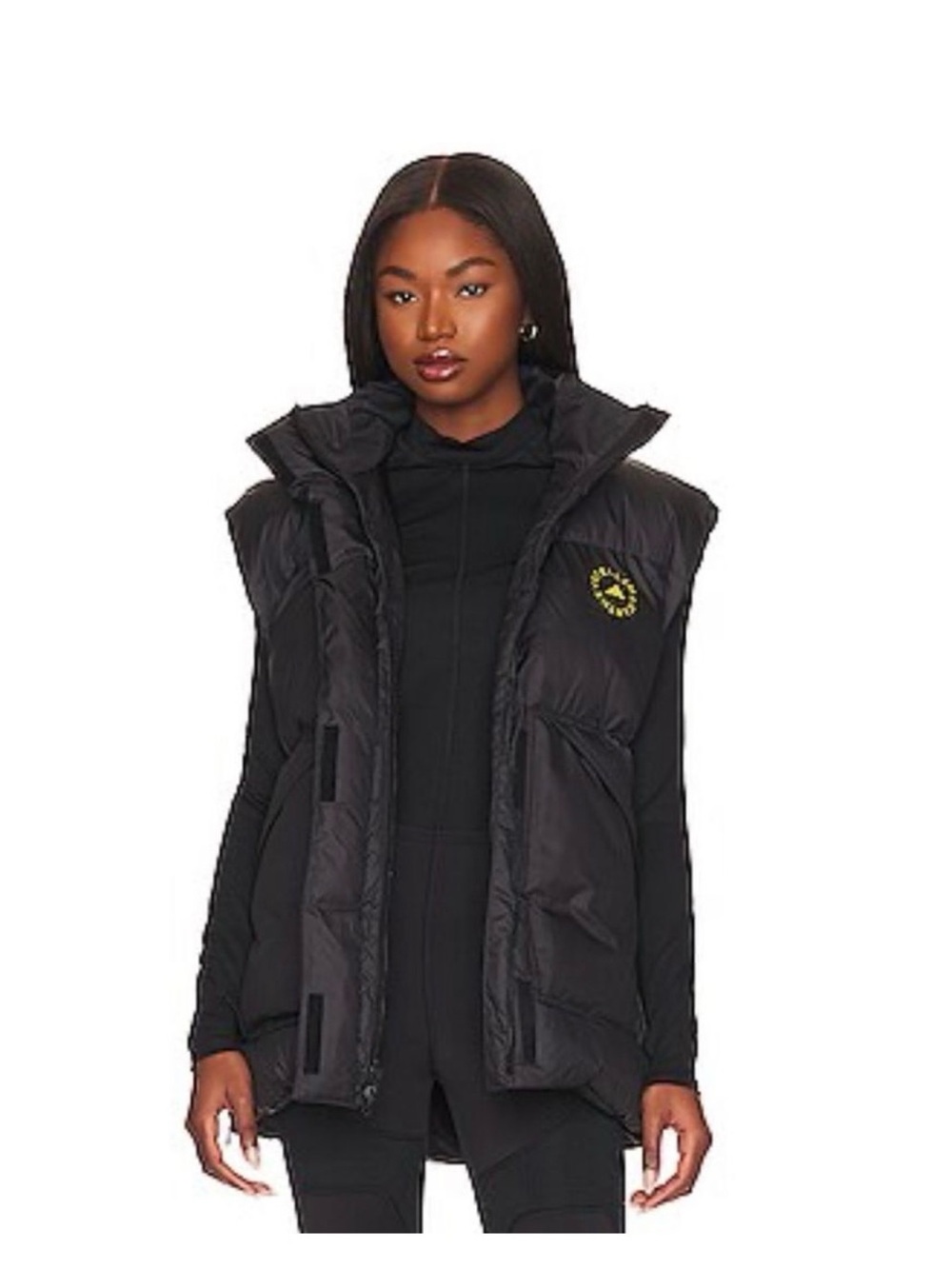 Adidas by Stella McCartney: Quilted Puffer Vest with High Collar/Side Zippers